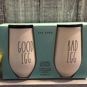 Rae Dunn Easter GOOD EGG BAD EGG Wine Glasses